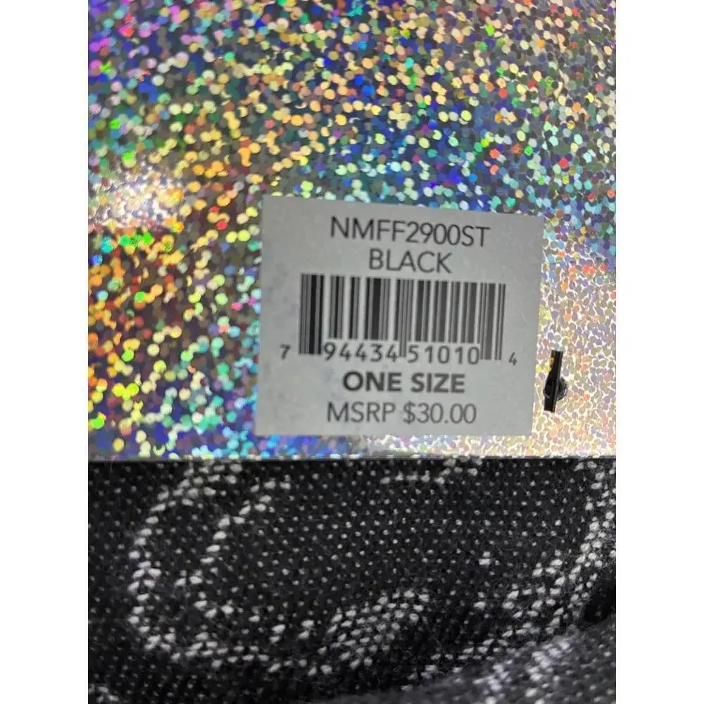 Nicole Miller New York Black and Silver Floral Pattern Scarf